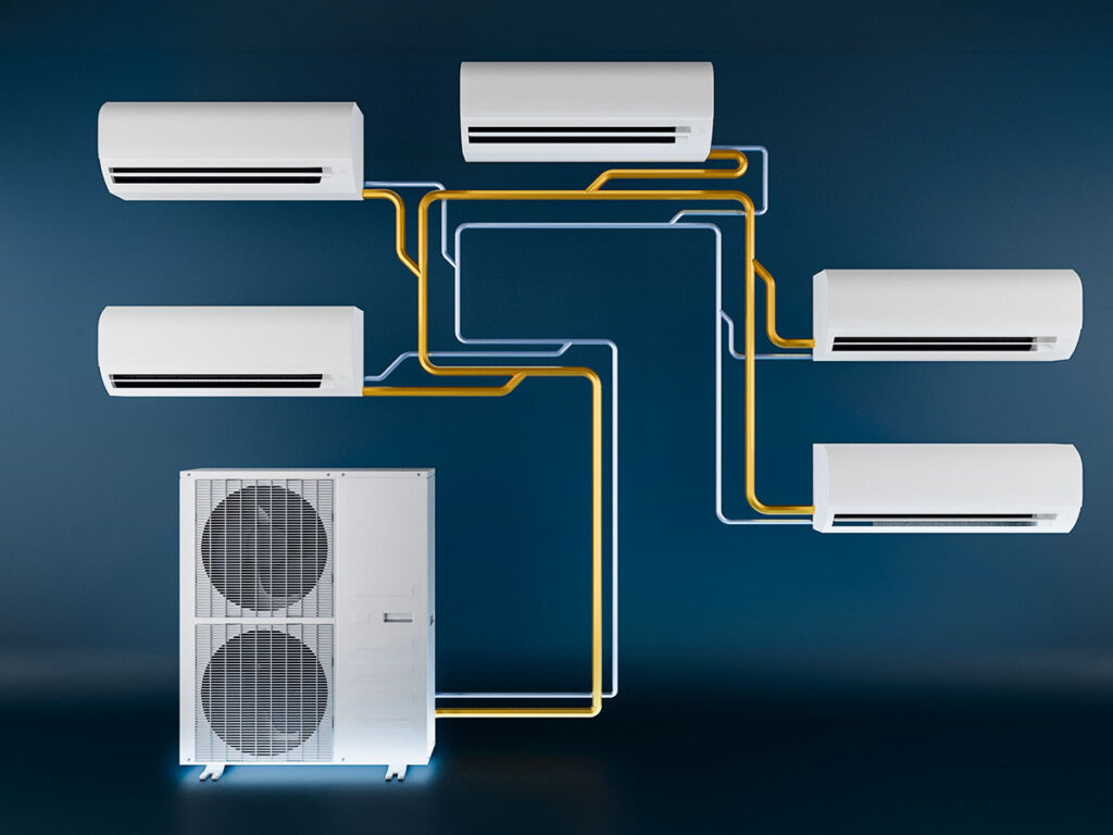 Multisplit-Klimaanlage: Ein leistungsstarkes Außengerät versorgt mehrere Innengeräte zur flexiblen Klimatisierung verschiedener Räume – LINDEN TEAM Köln